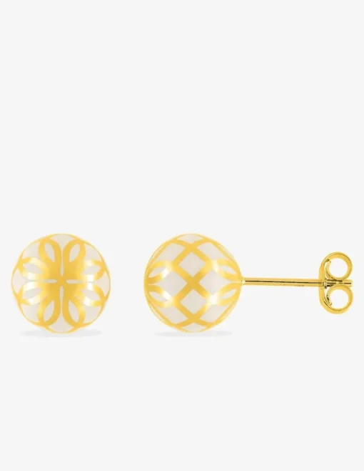 Boucles d'oreilles Mélodie Or jaune 375‰ et laque ivoire SO OR