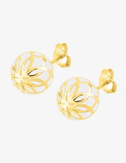 Boucles d'oreilles Mélodie Or jaune 375‰ et laque ivoire SO OR