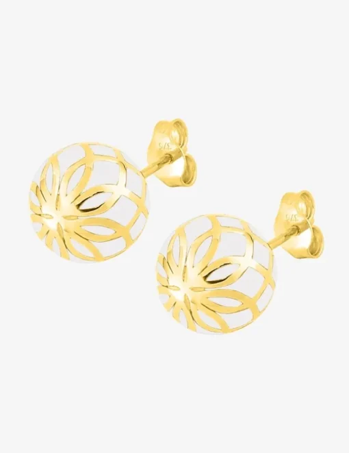 Boucles d'oreilles Mélodie Or jaune 375‰ et laque ivoire SO OR