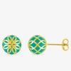 Boucles d'oreilles Mélodie Or jaune 375‰ et laque verte aqua SO OR