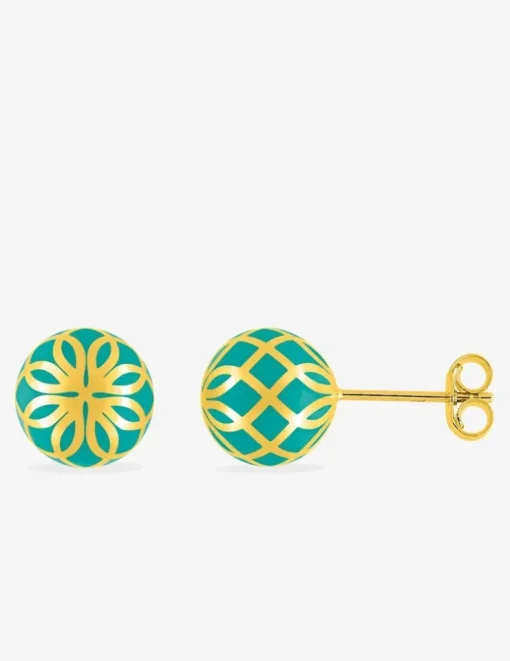 Boucles d'oreilles Mélodie Or jaune 375‰ et laque verte aqua SO OR