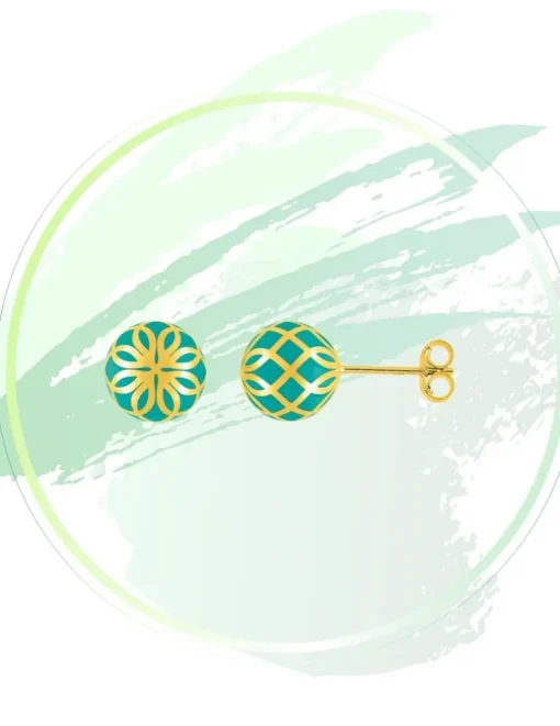 Boucles d'oreilles Mélodie Or jaune 375‰ et laque verte aqua SO OR