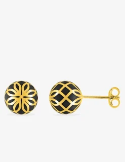 Boucles d'oreilles Mélodie Or jaune 375‰ et laque noir de Jais SO OR