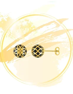 Boucles d'oreilles Mélodie Or jaune 375‰ et laque noir de Jais SO OR
