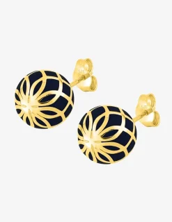 Boucles d'oreilles Mélodie Or jaune 375‰ et laque noir de Jais SO OR