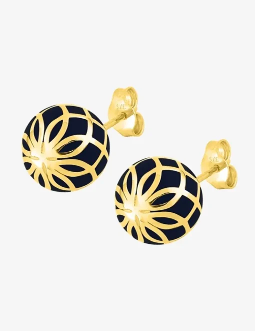 Boucles d'oreilles Mélodie Or jaune 375‰ et laque noir de Jais SO OR