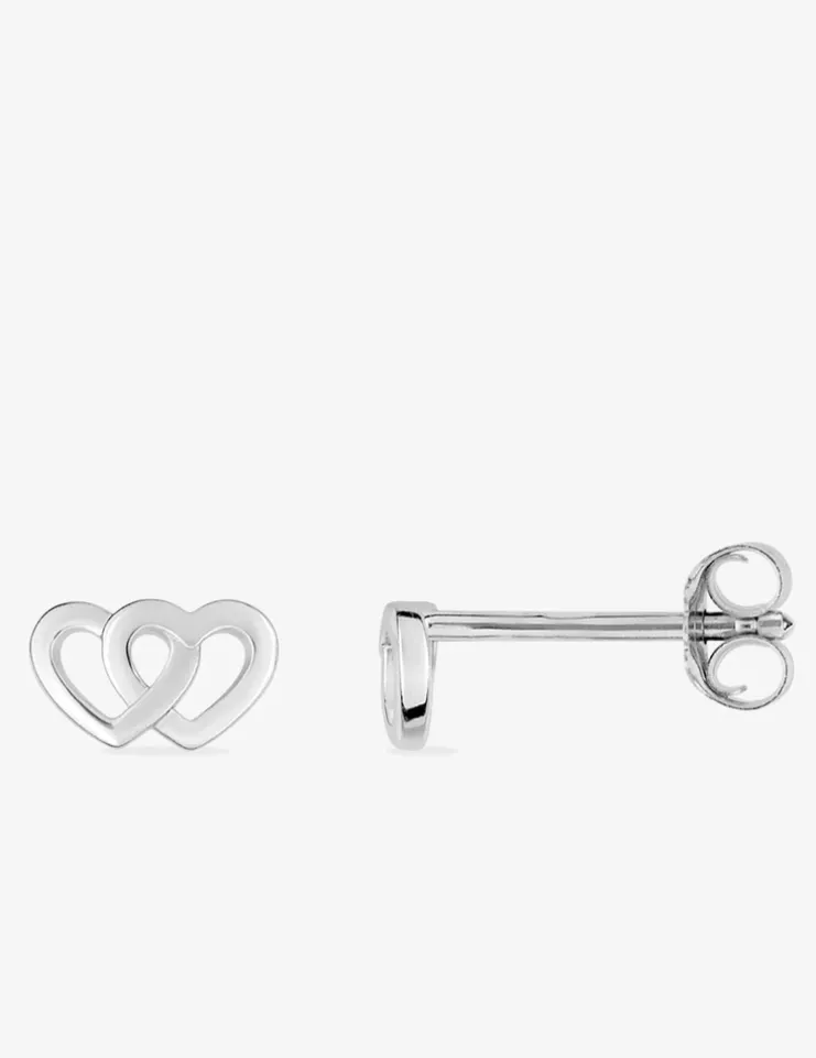 Boucles d'oreilles motif double cœurs argent 925‰ 4 mm SO OR