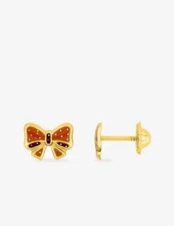 Boucles d'oreilles nœud or jaune 375‰ et laque SO OR