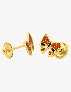 Boucles d'oreilles nœud or jaune 375‰ et laque SO OR