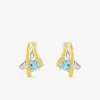Boucles d'oreilles or 750 ‰ et rhodium avec topaze bleue SO OR