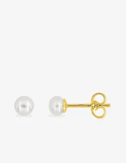 Boucles d'oreilles or 375 ‰ jaune perle de culture d'eau douce 4 mm SO OR