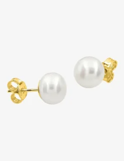 Boucles d'oreilles or 375 ‰ jaune perle de culture d'eau douce 4 mm SO OR