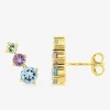 Boucles d'oreilles or 375 ‰ jaune avec topaze, améthyste et péridot SO OR