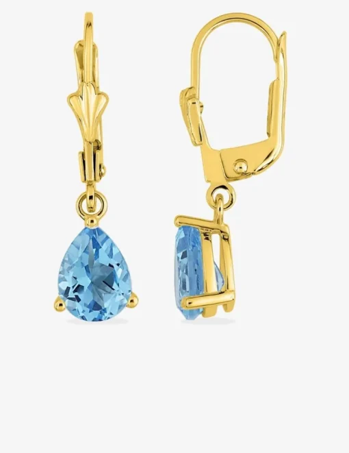 Boucles d'oreilles or 375‰ avec topaze bleu SO OR