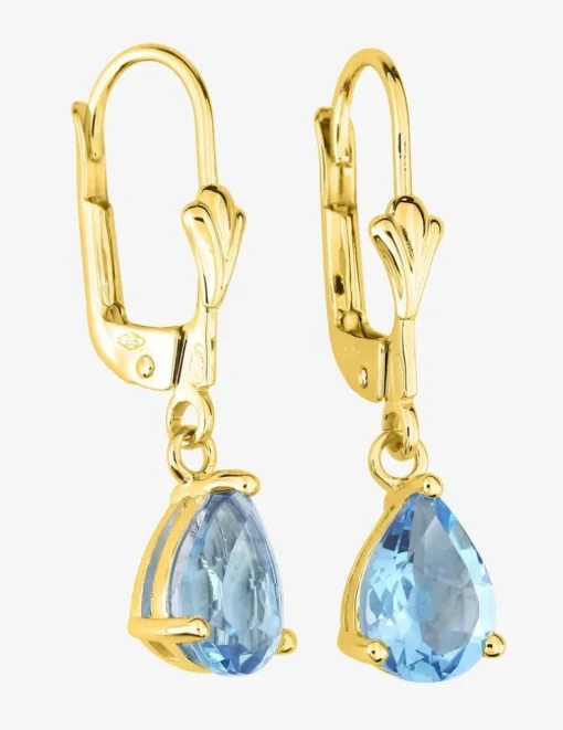 Boucles d'oreilles or 375‰ avec topaze bleu SO OR