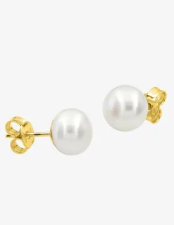 Boucles d'oreilles or 375‰ boule perle de culture d'eau douce 1/2 sphère SO OR