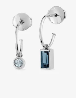 Boucles d'oreilles or blanc 750 ‰ topaze bleue traitée SO OR