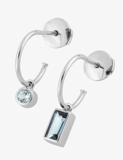 Boucles d'oreilles or blanc 750 ‰ topaze bleue traitée SO OR