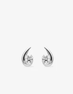 Boucles d'oreilles or blanc 375 ‰ et oxydes de zirconium fantaisie SO OR