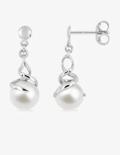 Boucles d'oreilles or blanc 375‰ et perle 6 mm SO OR