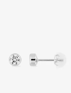Boucles d'oreilles or blanc 375‰ et oxyde de zirconium SO OR