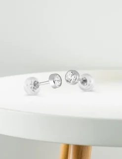 Boucles d'oreilles or blanc 375‰ et oxyde de zirconium SO OR