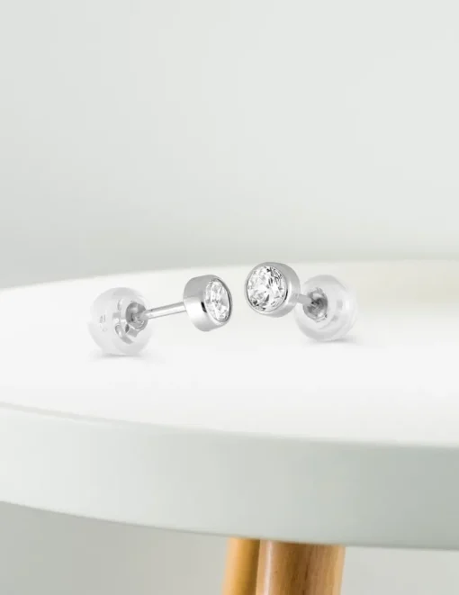 Boucles d'oreilles or blanc 375‰ et oxyde de zirconium SO OR