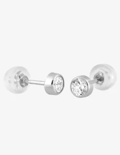 Boucles d'oreilles or blanc 375‰ et oxyde de zirconium SO OR