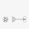 Boucles d'oreilles or blanc 750 ‰, oxyde de zirconium 5 mm SO OR