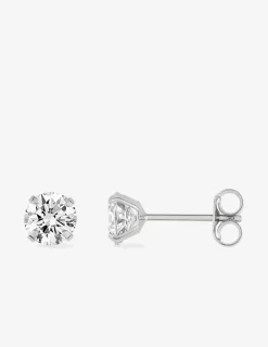 Boucles d'oreilles or blanc 750 ‰, oxyde de zirconium 5 mm SO OR