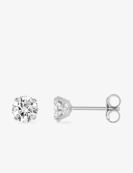 Boucles d'oreilles or blanc 750 ‰, oxyde de zirconium 5 mm SO OR