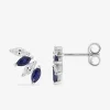 Boucles d'oreilles or blanc 375 ‰, saphir et oxyde de zirconium SO OR
