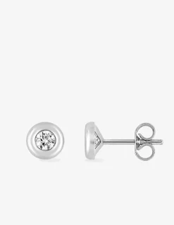 Boucles d'oreilles or blanc 375‰ et oxyde de zirconium SO OR