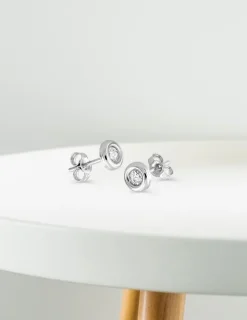 Boucles d'oreilles or blanc 375‰ et oxyde de zirconium SO OR