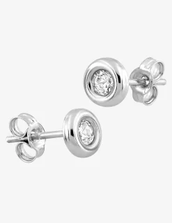 Boucles d'oreilles or blanc 375‰ et oxyde de zirconium SO OR