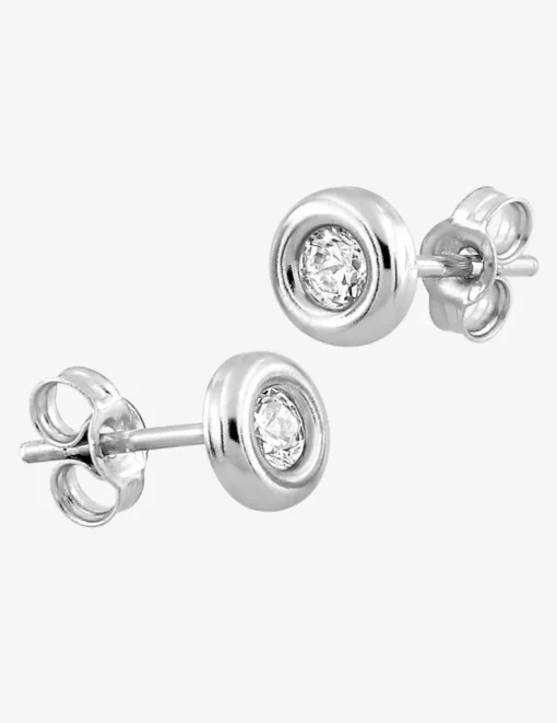 Boucles d'oreilles or blanc 375‰ et oxyde de zirconium SO OR