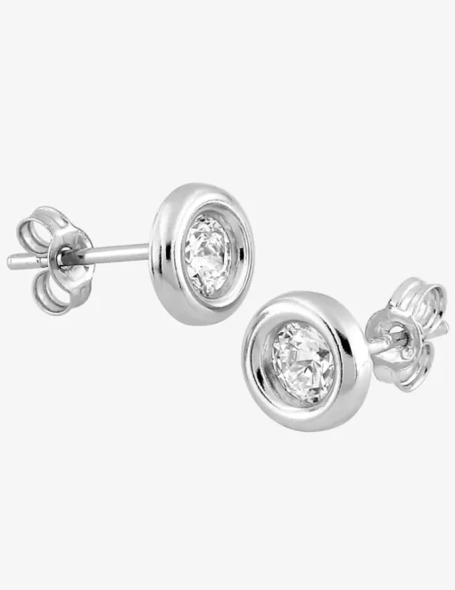 Boucles d'oreilles or blanc 375‰ et oxyde de zirconium SO OR