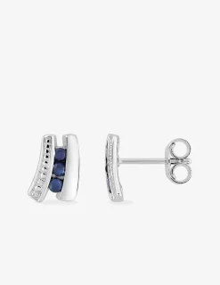 Boucles d'oreilles or blanc 375‰ et saphir SO OR