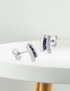 Boucles d'oreilles or blanc 375‰ et saphir SO OR