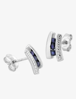 Boucles d'oreilles or blanc 375‰ et saphir SO OR