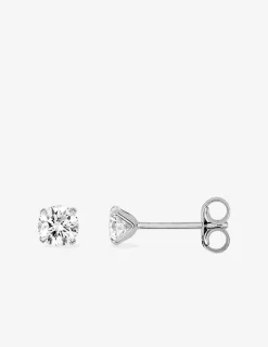 Boucles d'oreilles or blanc 750 ‰, oxyde de zirconium 4 mm SO OR