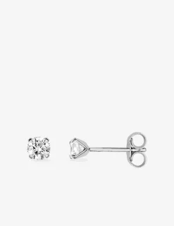 Boucles d'oreilles or blanc 750 ‰, oxyde de zirconium 3,5 mm SO OR