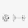 Boucles d'oreilles or blanc 750 ‰, oxyde de zirconium 4 mm serti clos SO OR