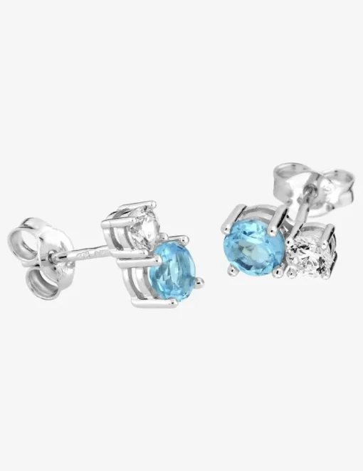 Boucles d'oreilles or blanc 375‰, topaze et oxyde de zirconium SO OR