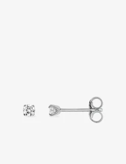 Boucles d'oreilles or blanc 750‰ et oxyde de zirconium 2,5 mm SO OR