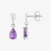 Boucles d'oreilles or blanc 375‰ améthyste poire SO OR