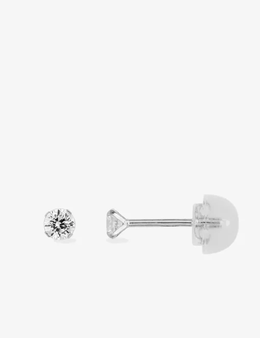 Boucles d'oreilles or blanc 375‰ et oxyde de zirconium SO OR