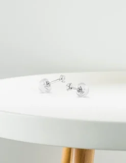 Boucles d'oreilles or blanc 375‰ et oxyde de zirconium SO OR