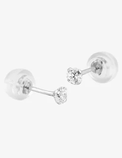 Boucles d'oreilles or blanc 375‰ et oxyde de zirconium SO OR