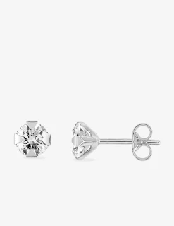 Boucles d'oreilles or blanc 375‰ et oxyde de zirconium SO OR